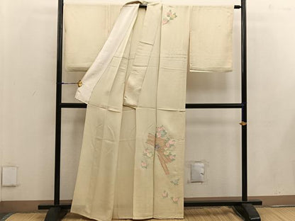 平和屋着物▽訪問着 単衣 総刺繍 駒刺繍 橘 金糸 正絹 逸品 BAAW3553mz