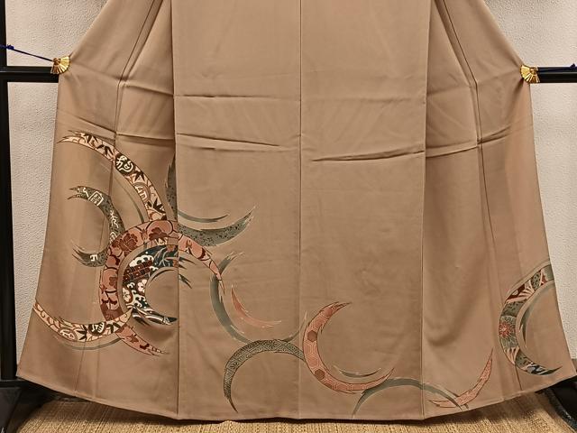 平和屋着物▽豪華色留袖 単衣 駒刺繍 横笛花文 金彩 正絹 逸品 BAAW3556mz