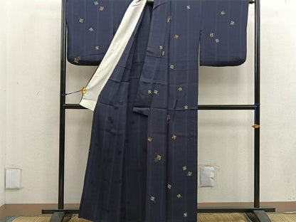 平和屋着物▽上質な小紋 単衣 吉祥花鳥文 正絹 逸品 BAAW3560mz