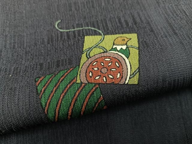 平和屋着物▽上質な小紋 単衣 吉祥花鳥文 正絹 逸品 BAAW3560mz