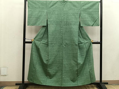 平和屋着物▽上質な色無地 単衣 麹塵色 正絹 逸品 BAAW3563mz