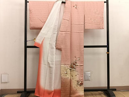 平和屋着物■訪問着　雪芝菊花文　暈し染め　金彩　正絹　逸品　BAAW3570mz