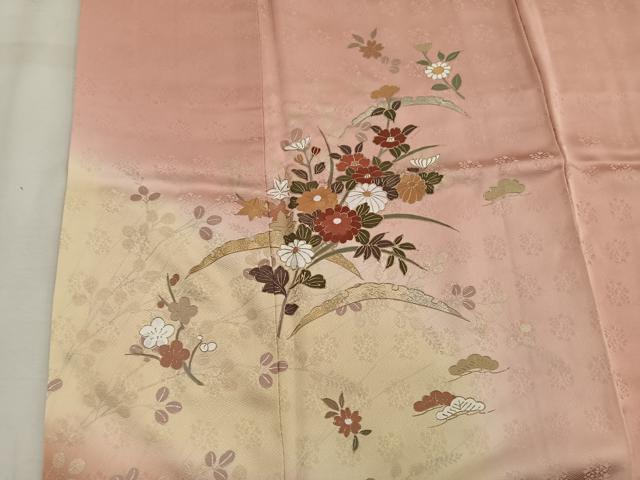 平和屋着物■訪問着　雪芝菊花文　暈し染め　金彩　正絹　逸品　BAAW3570mz
