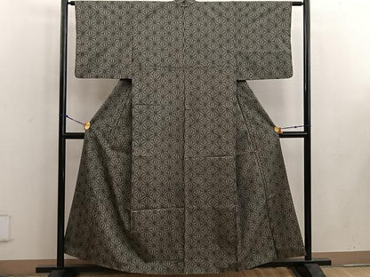 平和屋着物■小紋　麻の葉文様　洗える着物　BAAW3572mz