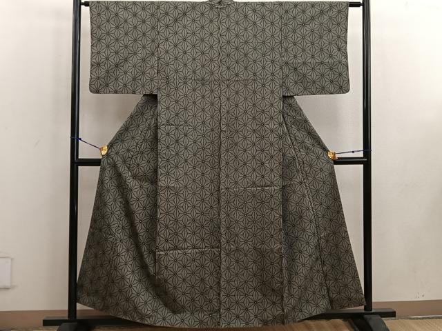 平和屋着物■小紋　麻の葉文様　洗える着物　BAAW3572mz