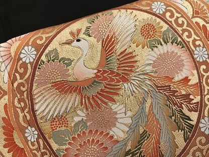 平和屋着物■豪華黒留袖　駒刺繍　鳳凰花文　金彩　正絹　逸品　BAAW3584mz