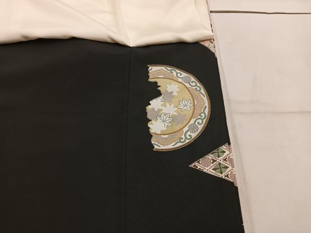 平和屋着物■豪華黒留袖　駒刺繍　鳳凰花文　金彩　正絹　逸品　BAAW3584mz