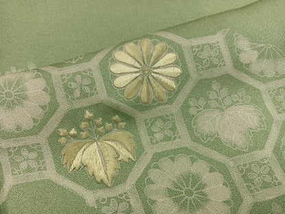 平和屋着物■訪問着 刺繍 蜀江菊花文 正絹 逸品 BAAW3585mz