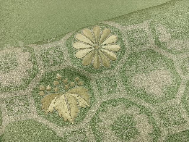 平和屋着物■訪問着 刺繍 蜀江菊花文 正絹 逸品 BAAW3585mz