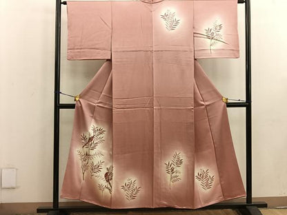 平和屋着物■訪問着 尾長鳥南天文 暈し染め 正絹 逸品 BAAW3602mz