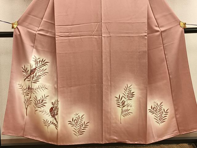平和屋着物■訪問着 尾長鳥南天文 暈し染め 正絹 逸品 BAAW3602mz