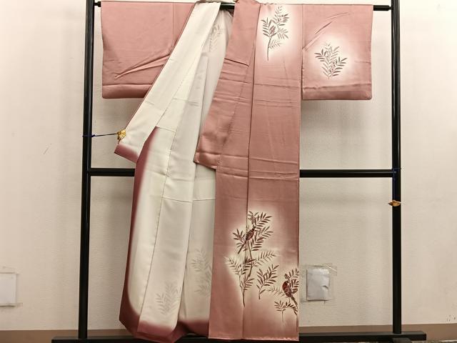 平和屋着物■訪問着 尾長鳥南天文 暈し染め 正絹 逸品 BAAW3602mz