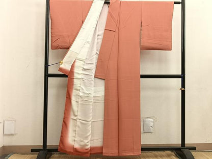 平和屋着物●上質な色無地 鉛丹色 正絹 逸品 BAAW3605mz