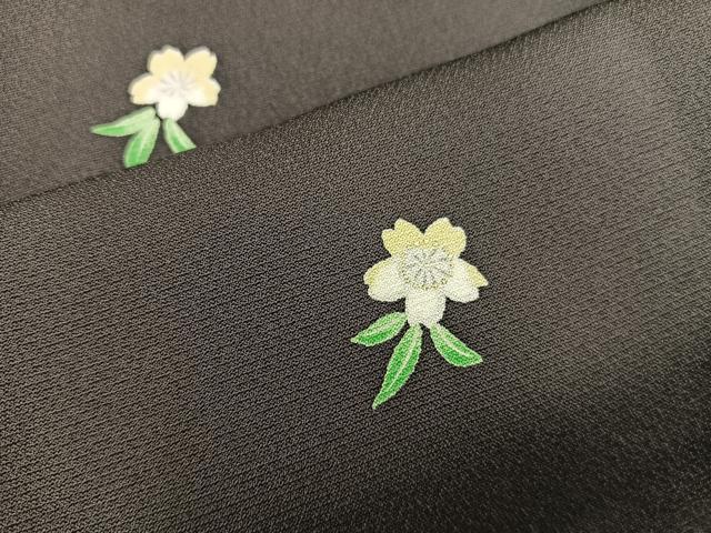 平和屋着物●上質な小紋 舞花文 黒地 金彩 正絹 逸品 BAAW3606mz