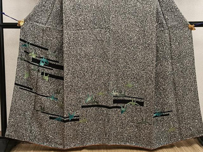 平和屋着物●訪問着 折り鶴 たたき染め 黒地 正絹 逸品 BAAW3607mz