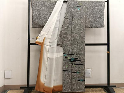 平和屋着物●訪問着 折り鶴 たたき染め 黒地 正絹 逸品 BAAW3607mz