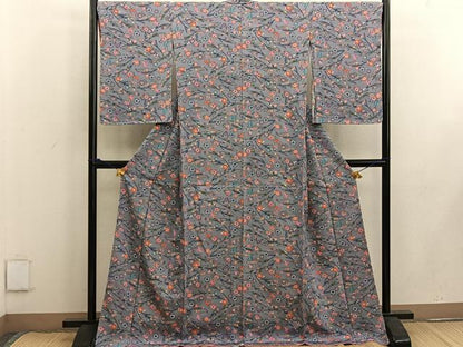 平和屋着物●上質な小紋　琉球紅型　花鳥文　正絹　逸品　未使用　BAAW3612mz