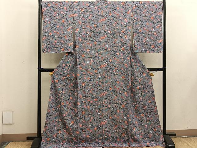 平和屋着物●上質な小紋　琉球紅型　花鳥文　正絹　逸品　未使用　BAAW3612mz