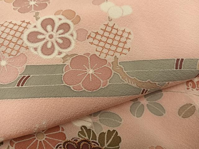 平和屋着物●訪問着 駒刺繍 枝梅菊花文 金彩 正絹 逸品 BAAW3614mz