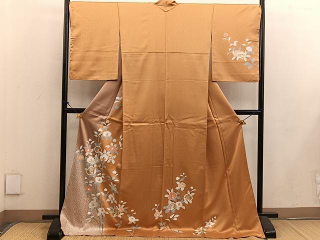 平和屋着物●訪問着 駒刺繍 枝椿 金銀彩 正絹 逸品 BAAW3615mz