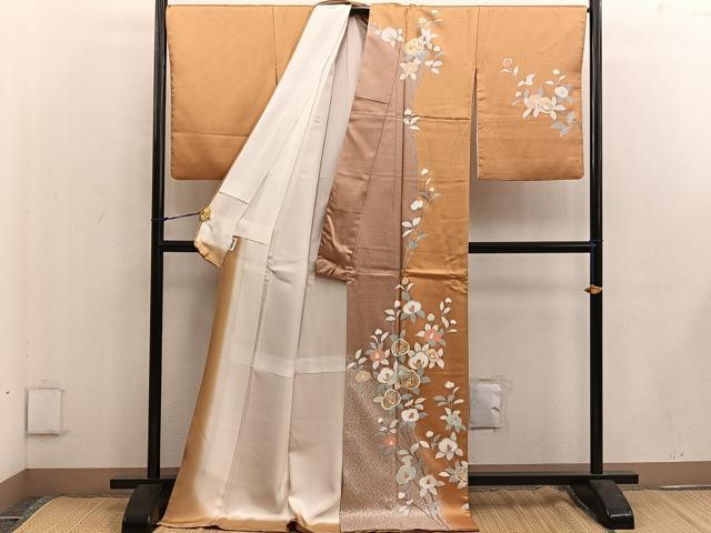 平和屋着物●訪問着 駒刺繍 枝椿 金銀彩 正絹 逸品 BAAW3615mz