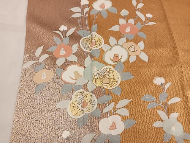 平和屋着物●訪問着 駒刺繍 枝椿 金銀彩 正絹 逸品 BAAW3615mz