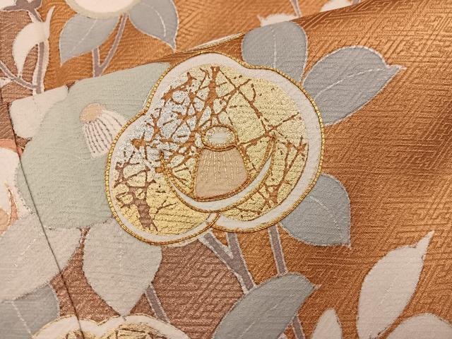 平和屋着物●訪問着 駒刺繍 枝椿 金銀彩 正絹 逸品 BAAW3615mz