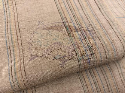 平和屋着物●小千谷紬 糸巻き花文 正絹 逸品 BAAW3617mz