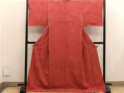 平和屋着物●上質な色無地 赤丹色 正絹 逸品 BAAW3620mz