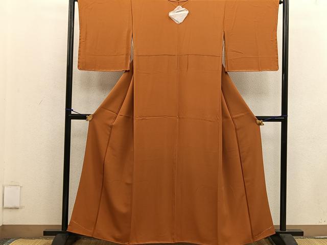 平和屋着物●上質な色無地 土色 正絹 逸品 未使用 BAAW3621mz