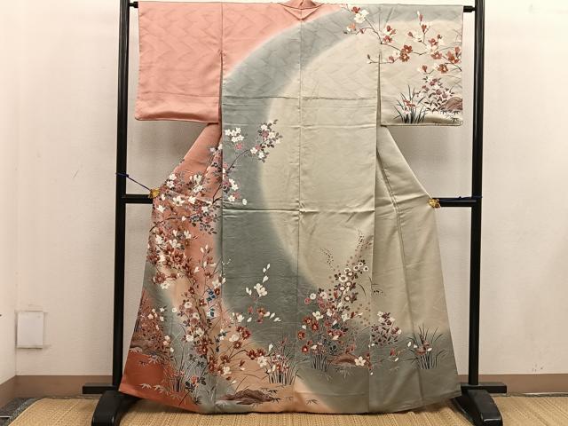 平和屋着物●訪問着 枝花文 暈し染め 金彩 正絹 逸品 BAAW3624mz