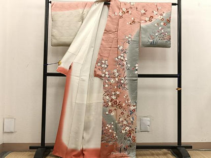 平和屋着物●訪問着 枝花文 暈し染め 金彩 正絹 逸品 BAAW3624mz