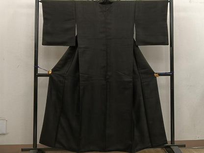 平和屋着物●上質な色無地 濡羽色 正絹 逸品 BAAW3626mz