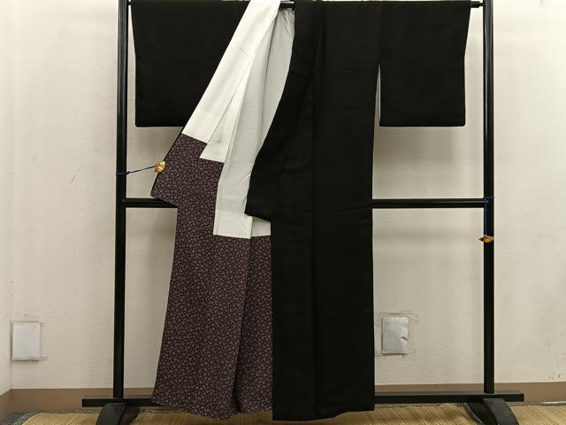 平和屋着物●上質な色無地 濡羽色 正絹 逸品 BAAW3626mz