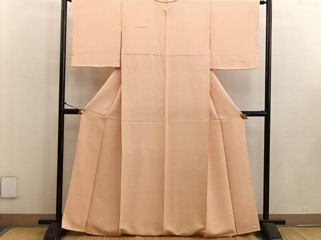 平和屋着物●上質な色無地 ふくれ織 洒落柿色 正絹 逸品 BAAW3636mz