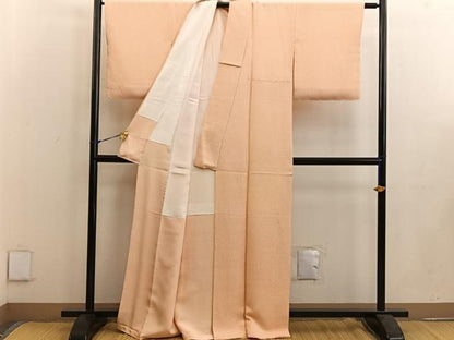 平和屋着物●上質な色無地 ふくれ織 洒落柿色 正絹 逸品 BAAW3636mz