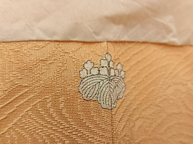 平和屋着物●上質な色無地 流水唐草地紋 萱草色 正絹 逸品 未使用 BAAW3637mz