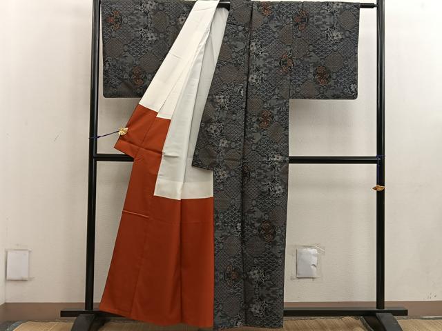 平和屋着物●本場大島紬 7マルキ 蜀江花文 正絹 逸品 未使用 BAAW3640mz