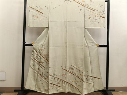 平和屋着物●訪問着 駒刺繍 地紙花文 金彩 正絹 逸品 BAAW3642mz