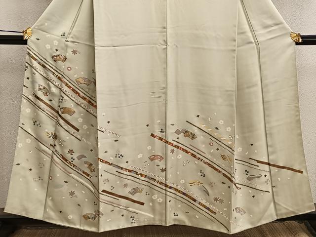 平和屋着物●訪問着 駒刺繍 地紙花文 金彩 正絹 逸品 BAAW3642mz