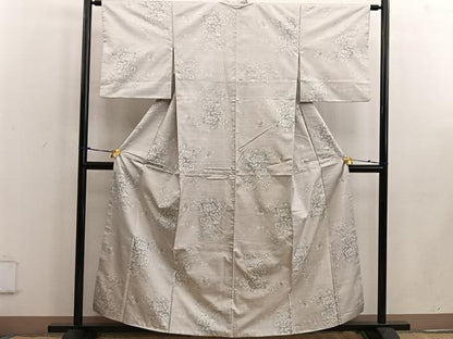 平和屋着物●本場大島紬 白大島 9マルキ 草花文 正絹 逸品 BAAW3644mz