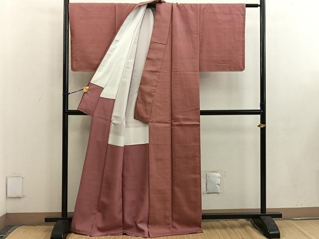 平和屋着物●結城紬 色無地 纁色 正絹 逸品 未使用 BAAW3649mz