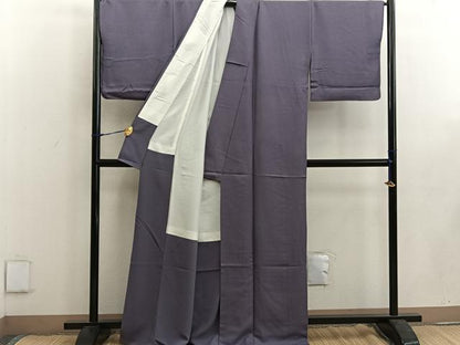 平和屋着物●上質な色無地　葡萄鼠色　正絹　逸品　BAAW3651mz