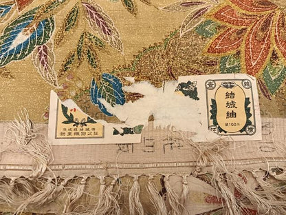 平和屋着物●結城紬 胴抜き仕立て 型染め 更紗花文 証紙付き 正絹 逸品 BAAW3656mz