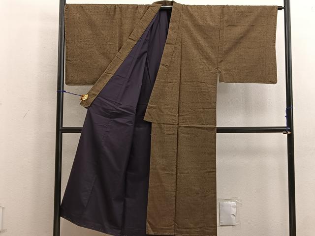 平和屋着物●男性 紬 アンサンブル 霞文 正絹 逸品 未使用 BAAW3660mz