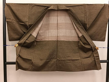 平和屋着物●男性 紬 アンサンブル 霞文 正絹 逸品 未使用 BAAW3660mz
