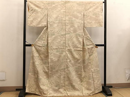 平和屋着物●本場結城玉紬 結織苑 100亀甲 幾何学文様 証紙付き 正絹 逸品 BAAW3661mz