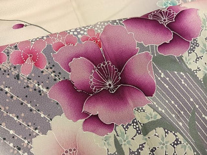 平和屋着物■訪問着 草花文 暈し染め 正絹 逸品 BAAW3671mz