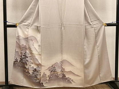平和屋着物■訪問着 遠山樹林文 暈し染め 金銀彩 正絹 逸品 BAAW3678mz