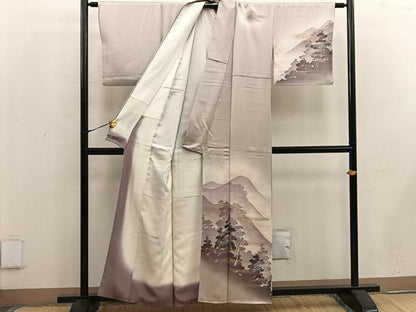 平和屋着物■訪問着 遠山樹林文 暈し染め 金銀彩 正絹 逸品 BAAW3678mz